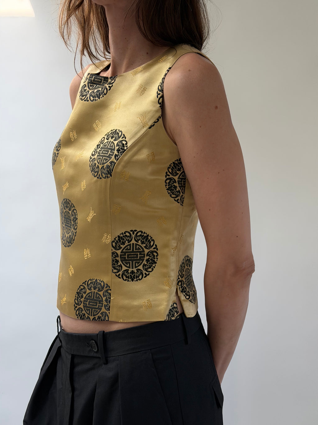 Gold Brocade Mandarin Top