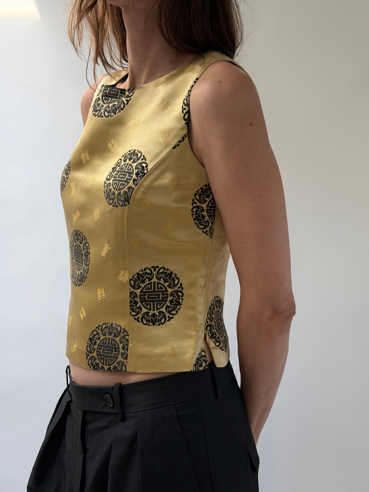 Gold Brocade Mandarin Top