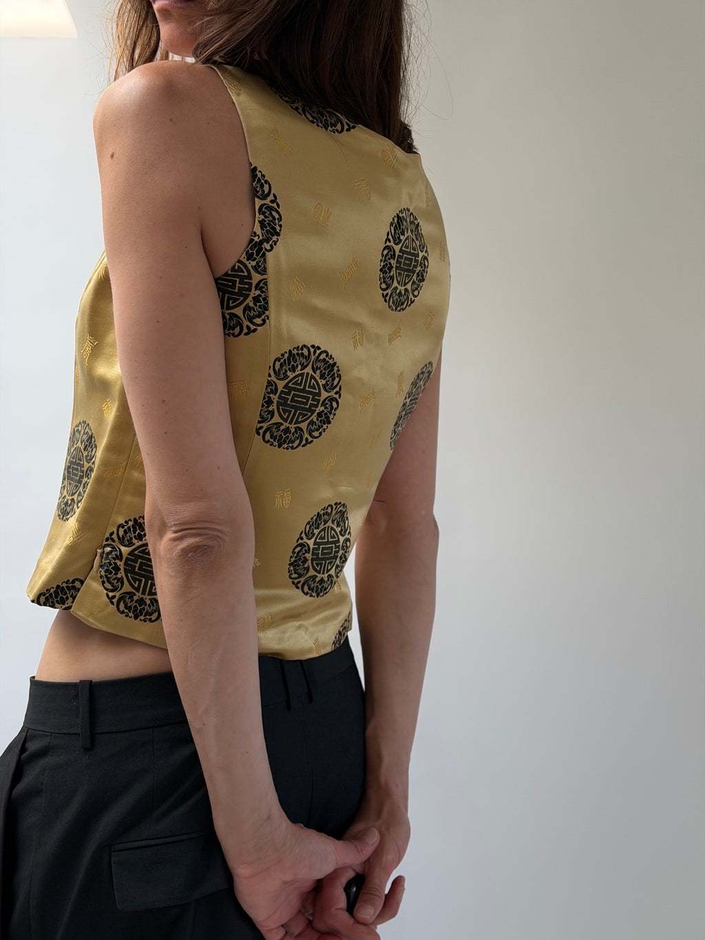 Gold Brocade Mandarin Top