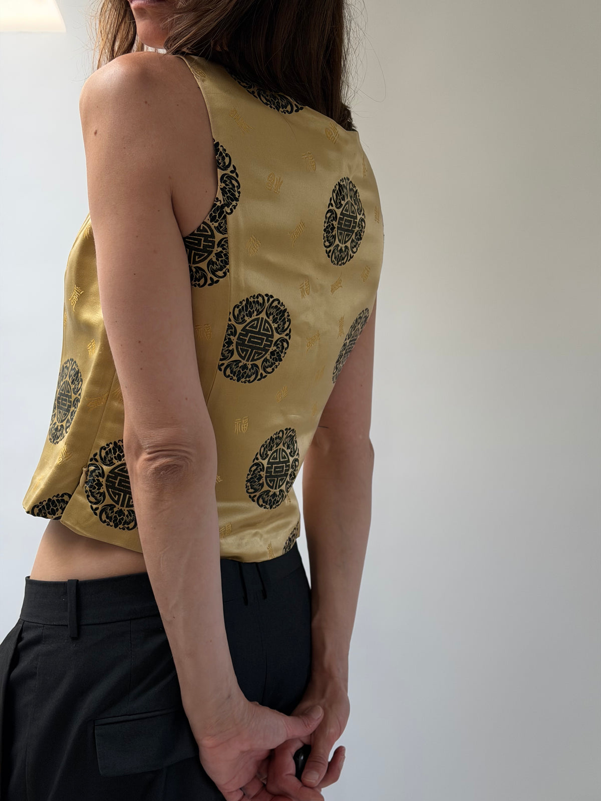 Gold Brocade Mandarin Top
