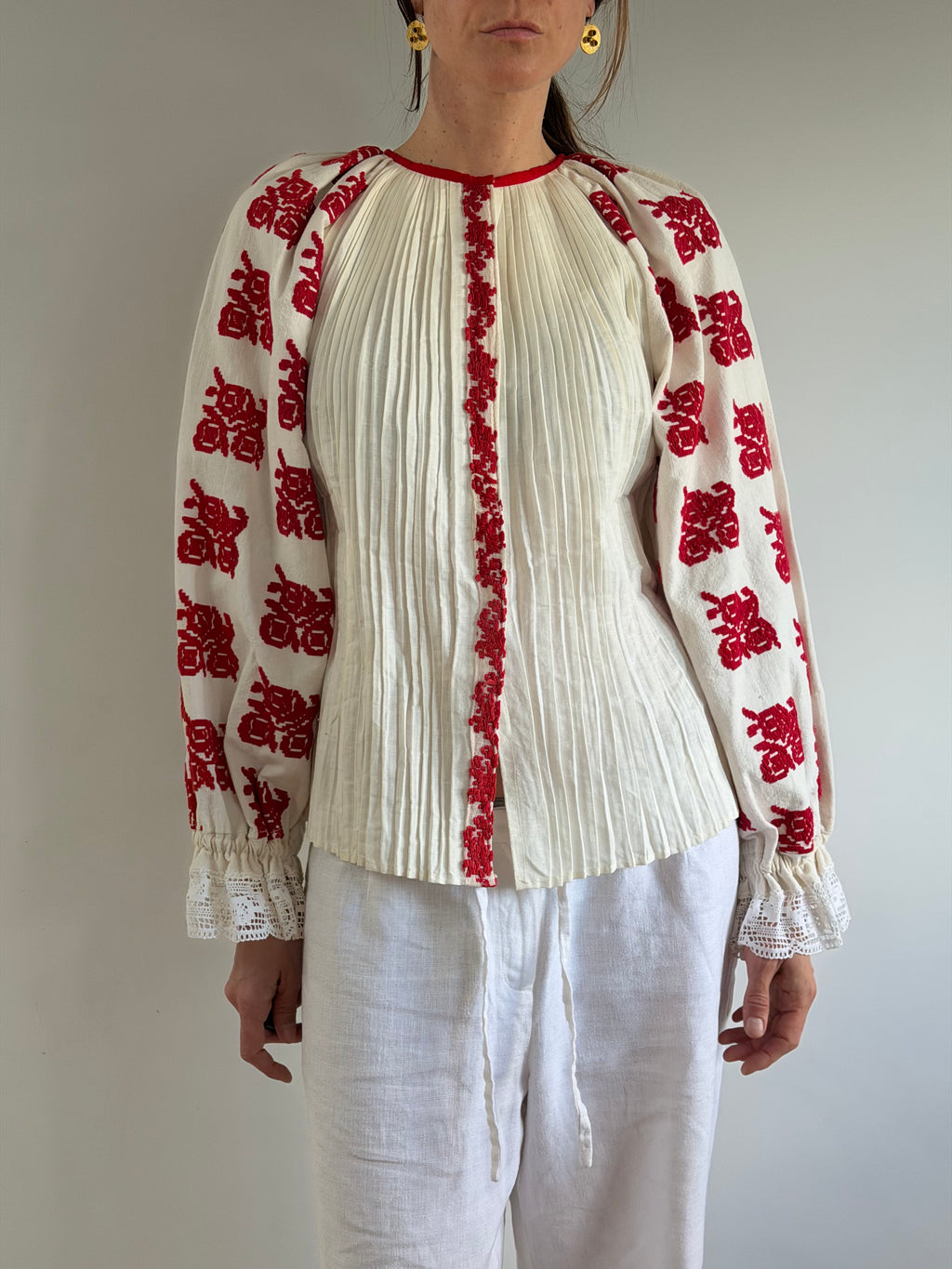 Antique Hungarian Embroidered Blouse