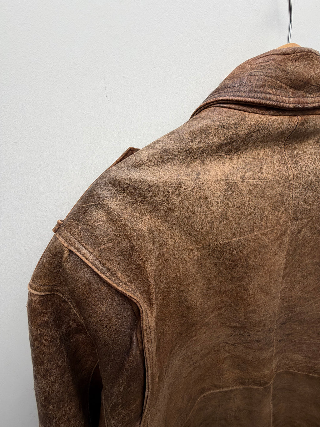 Vintage Brown Leather Bomber