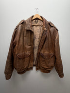 Vintage Brown Leather Bomber