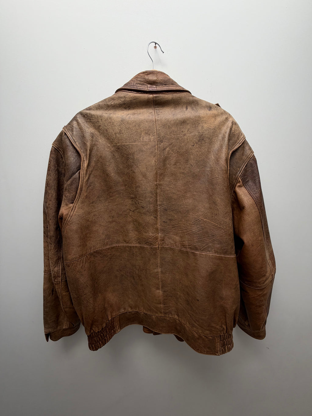 Vintage Brown Leather Bomber