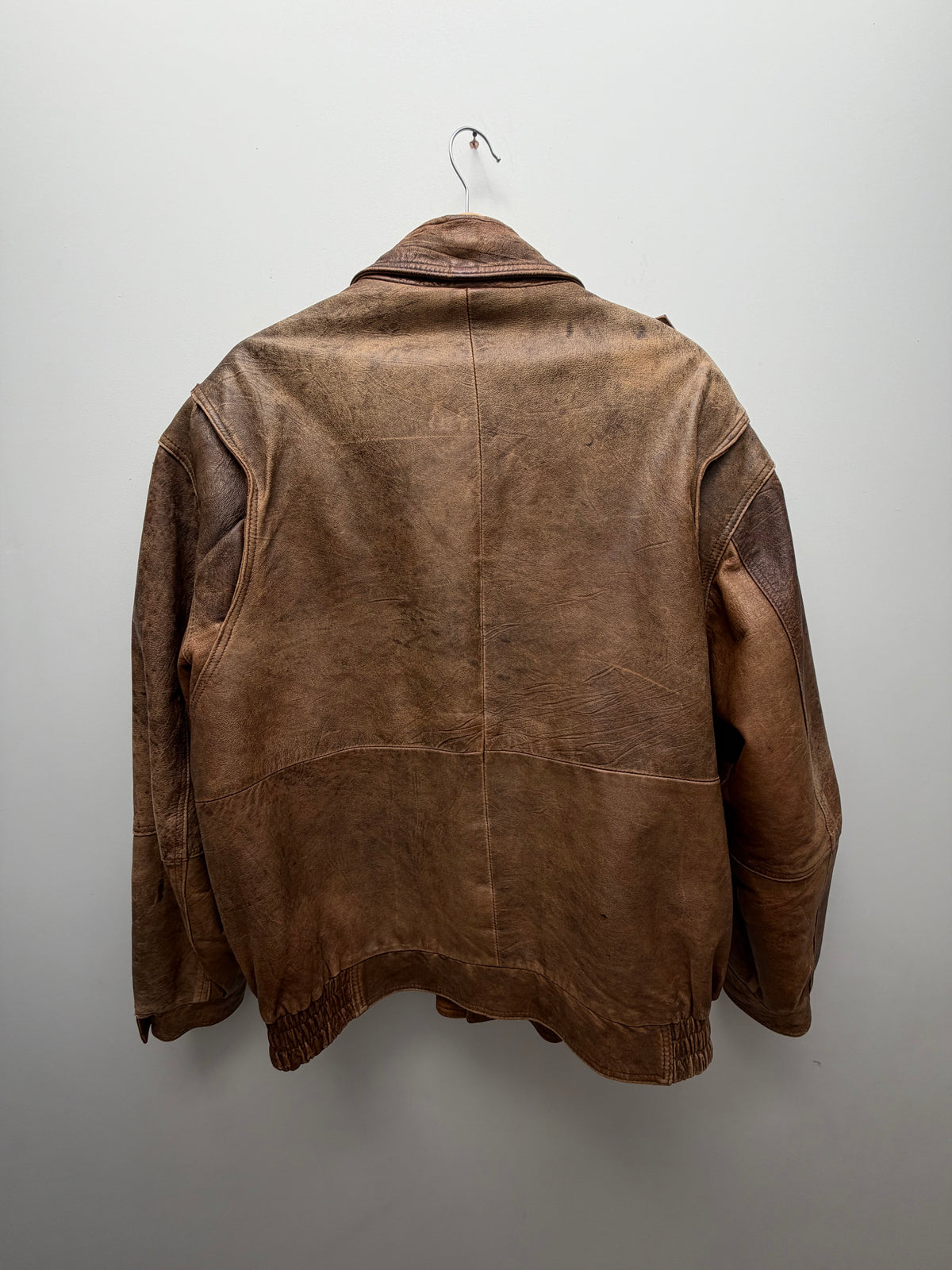 Vintage Brown Leather Bomber