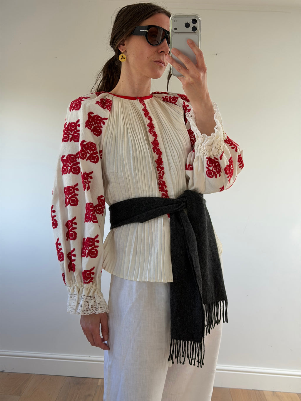 Antique Hungarian Embroidered Blouse