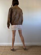 Vintage Brown Leather Bomber