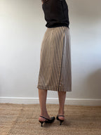 Striped Wrap Midi Skirt