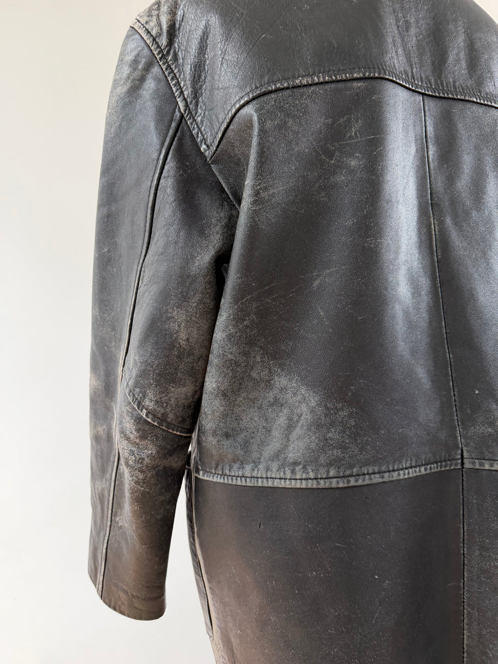 Distressed Leather Jacket Black