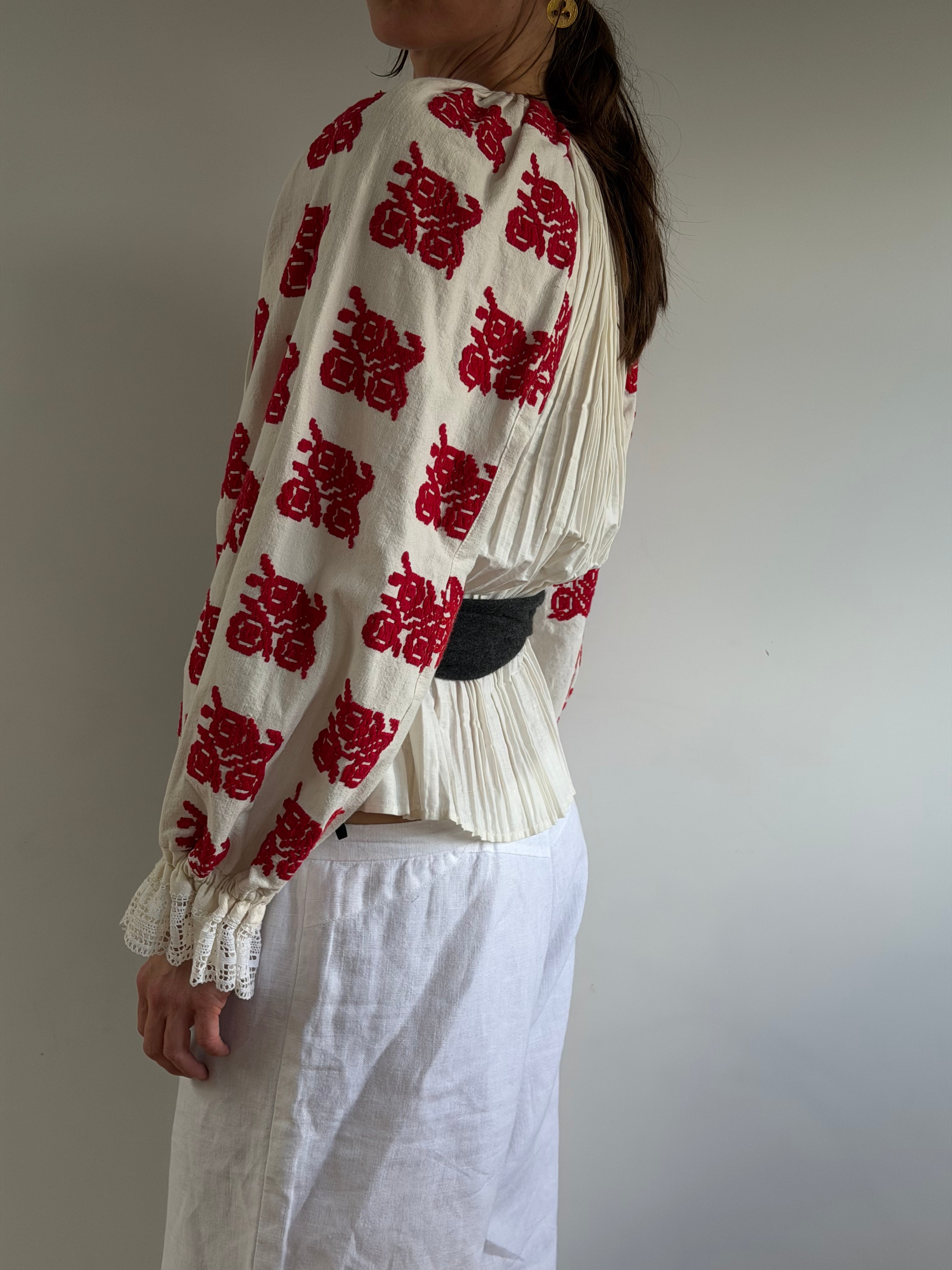 Antique Hungarian Embroidered Blouse