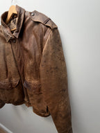 Vintage Brown Leather Bomber