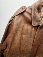 Vintage Brown Leather Bomber