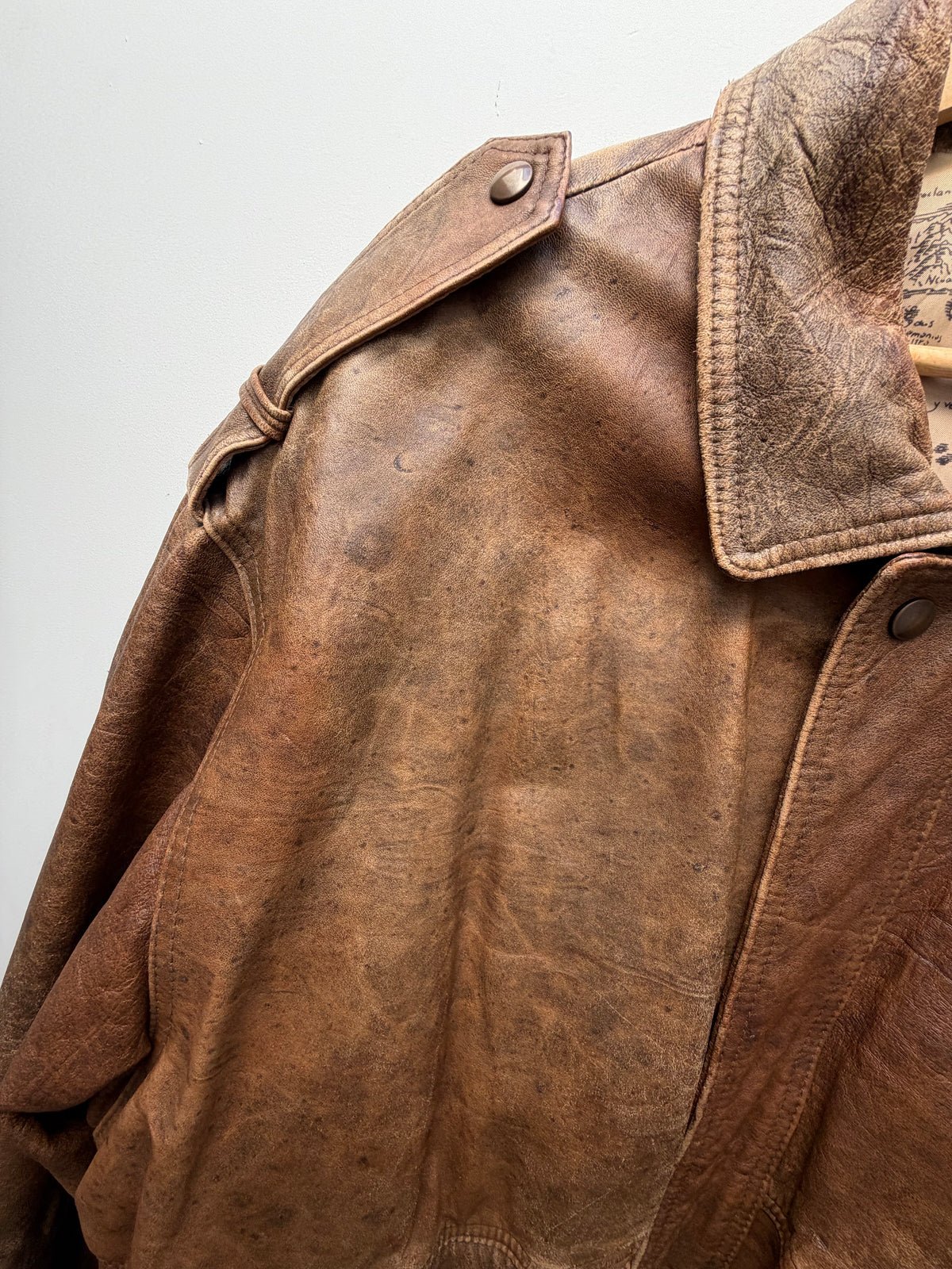 Vintage Brown Leather Bomber