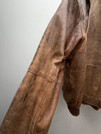 Vintage Brown Leather Bomber
