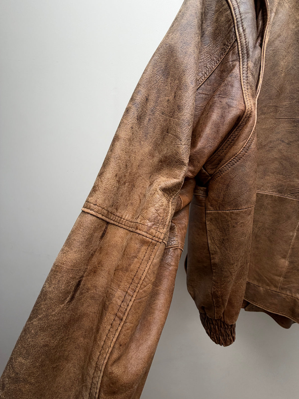 Vintage Brown Leather Bomber