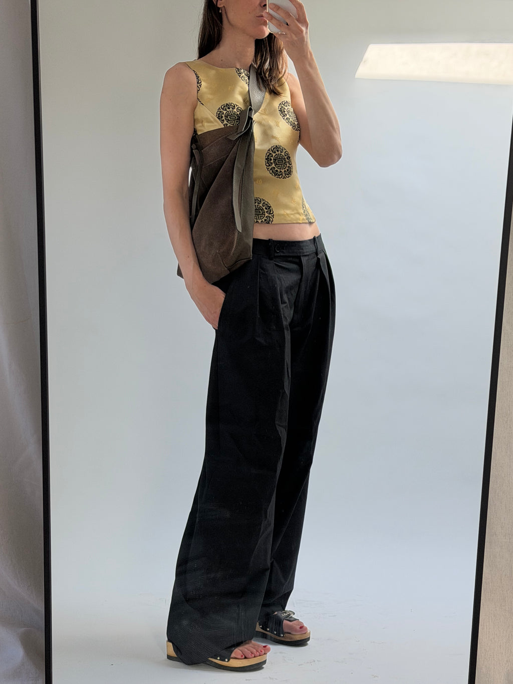 Gold Brocade Mandarin Top