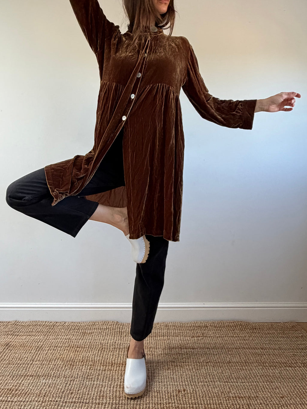 Silk Velvet Smock Dress