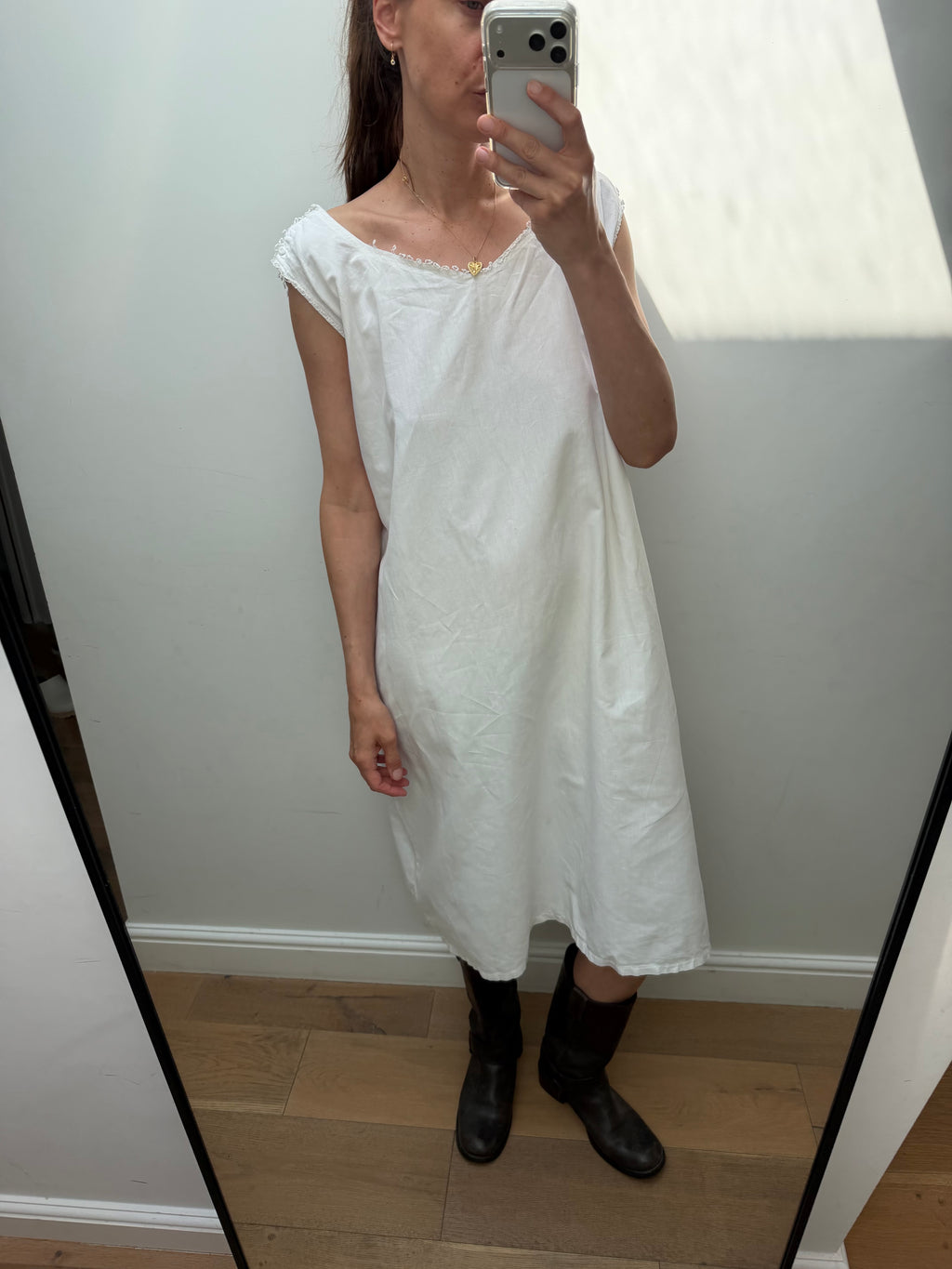 Antique white cotton nightgown