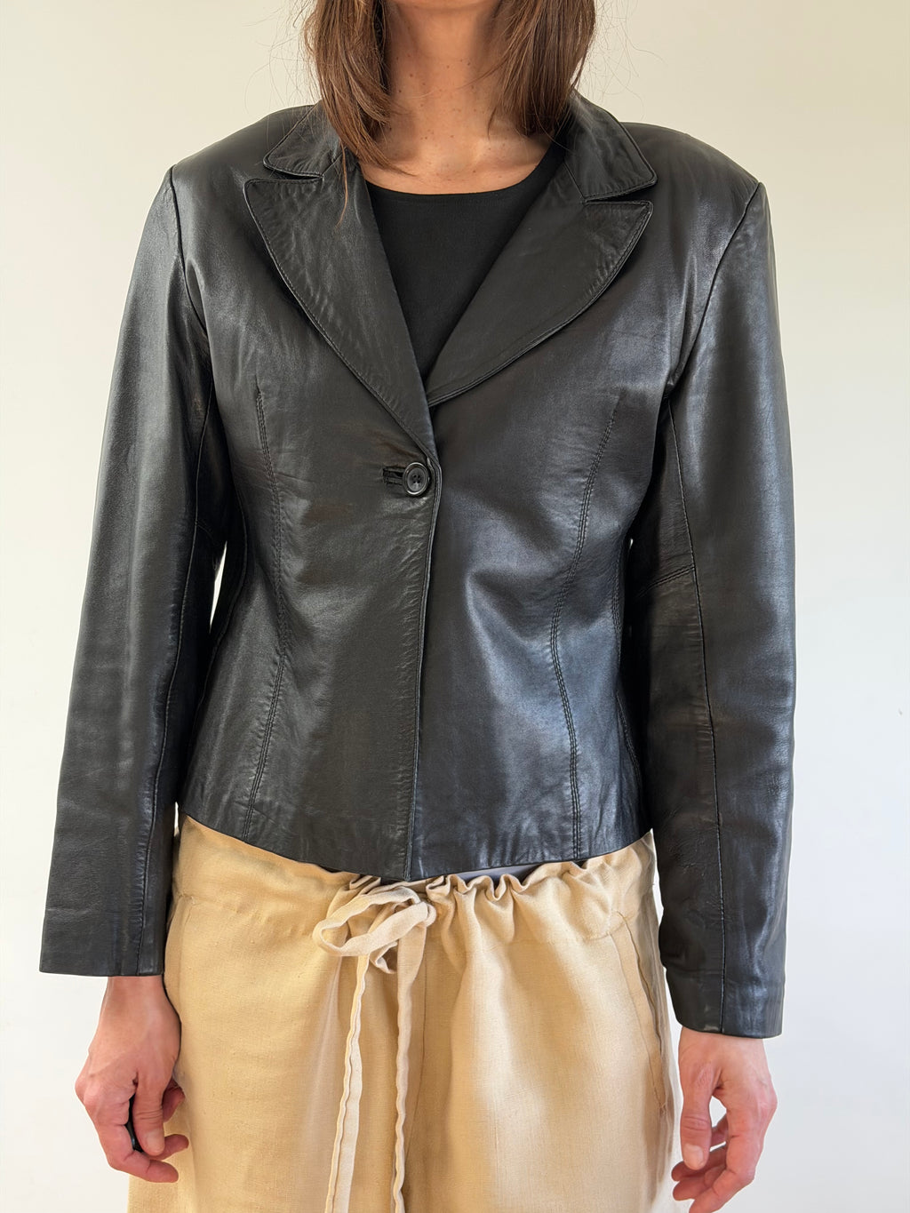 Leather Blazer Black
