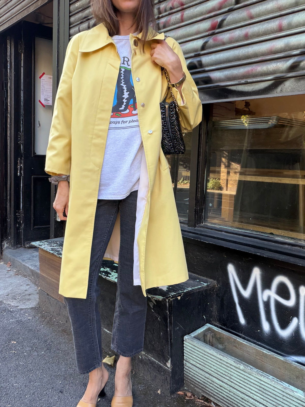 70s Butter Yellow Mac Coat