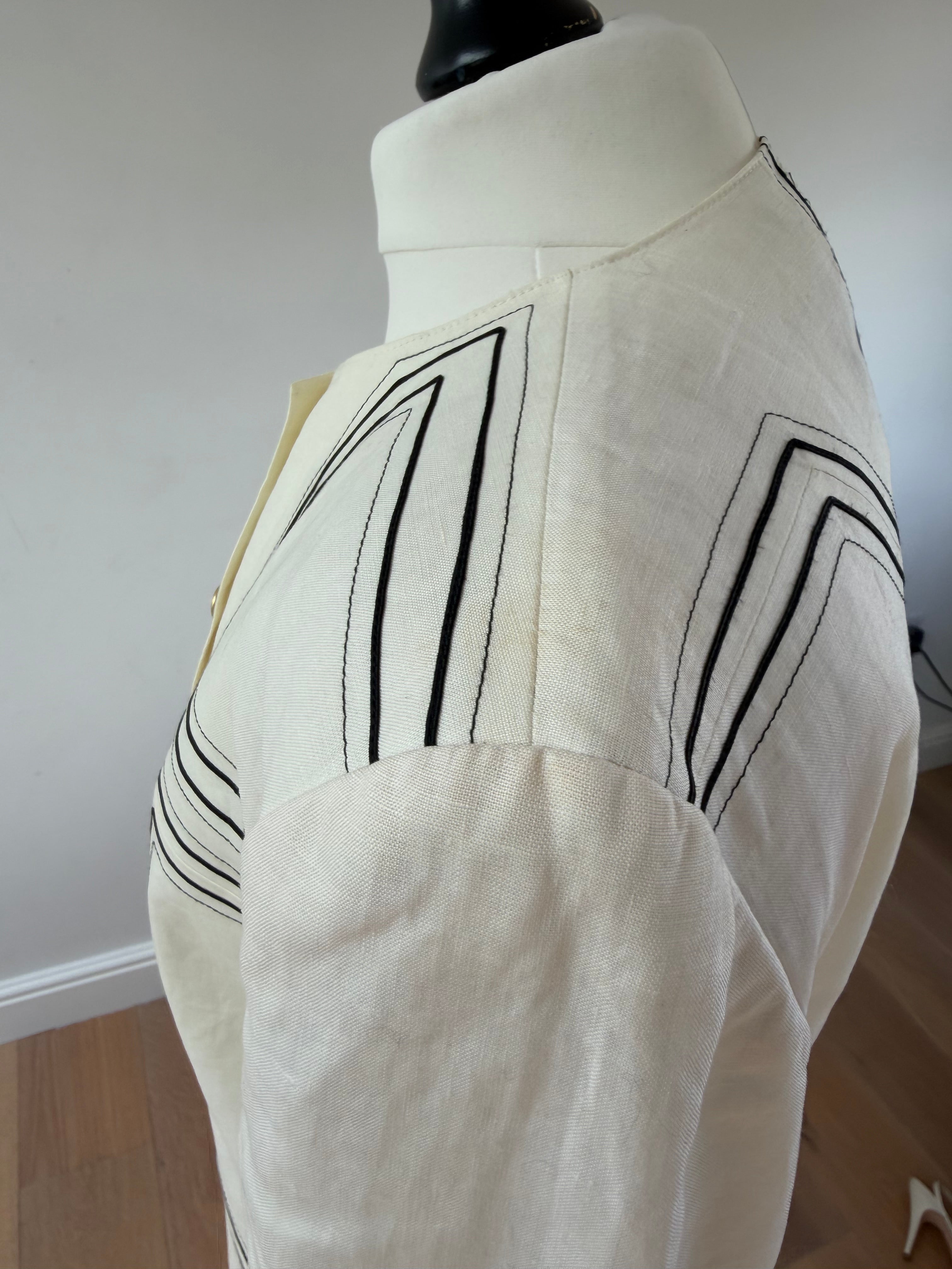 White Linen Blazer Women | Vintage Louis Féraud