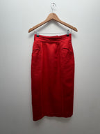 Red Linen Pencil Skirt