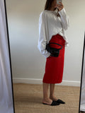 Red Linen Pencil Skirt
