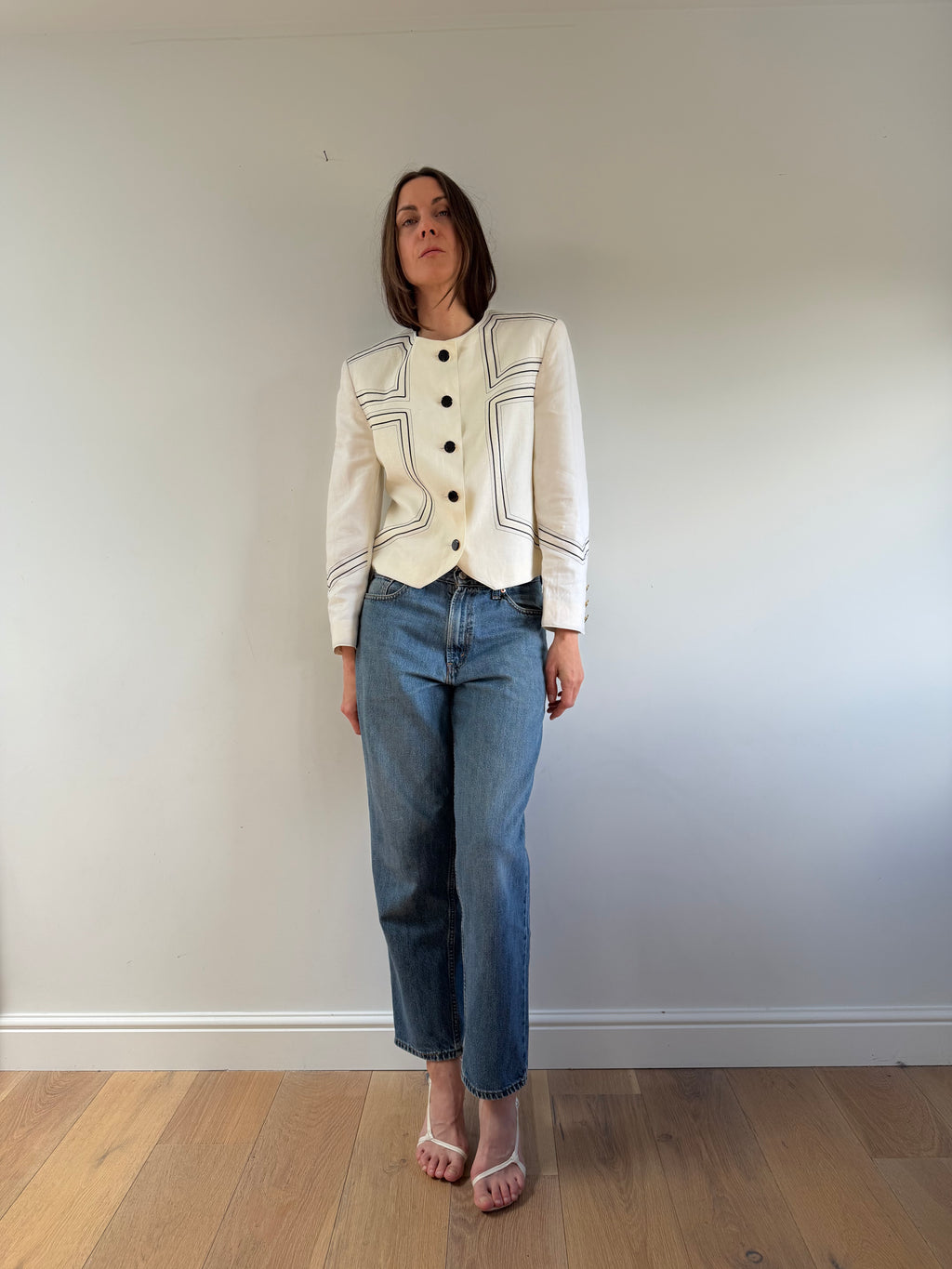 White Linen Blazer Women | Vintage Louis Féraud