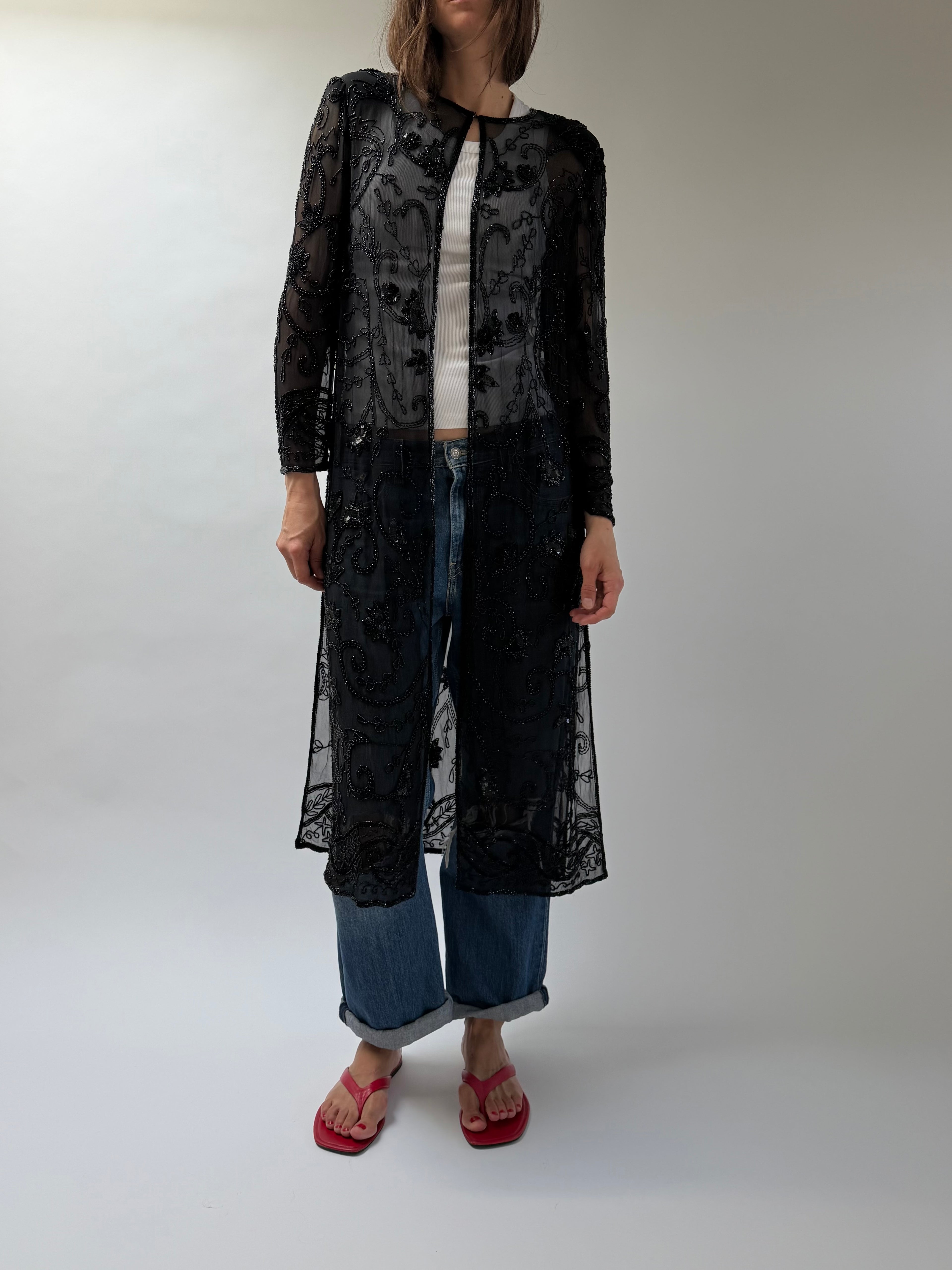 Beaded Silk Duster