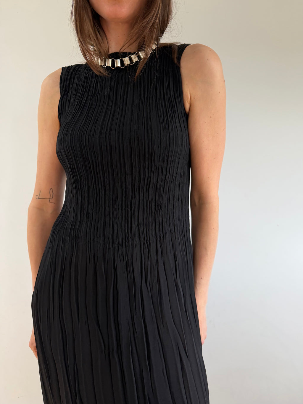 Pleated Maxi Dress Black