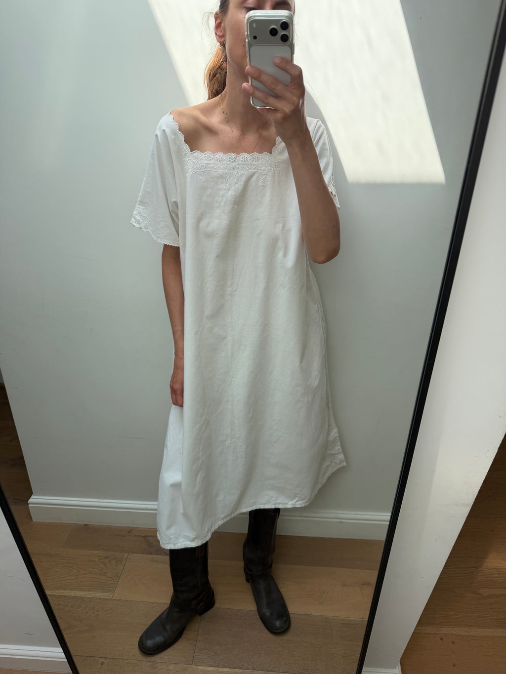 Antique white cotton nightgown