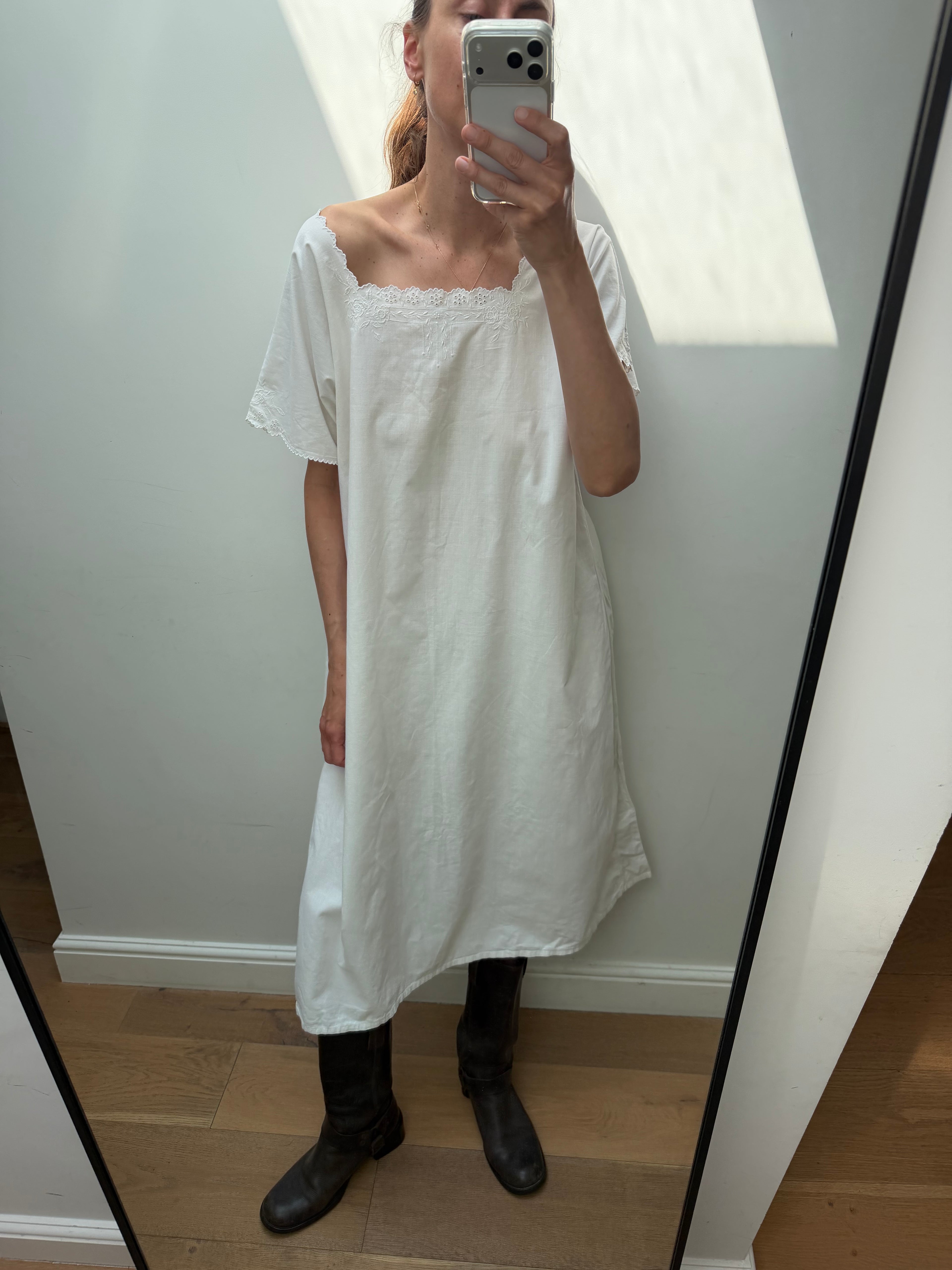 Antique white cotton nightgown