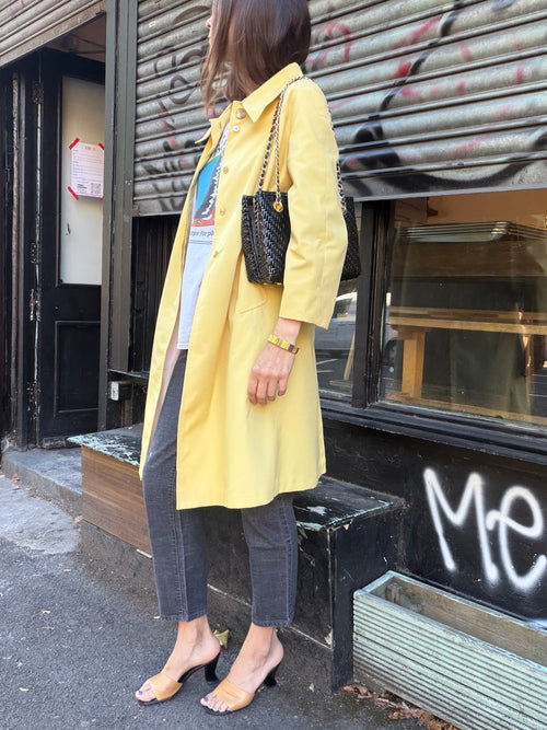 70s Butter Yellow Mac Coat