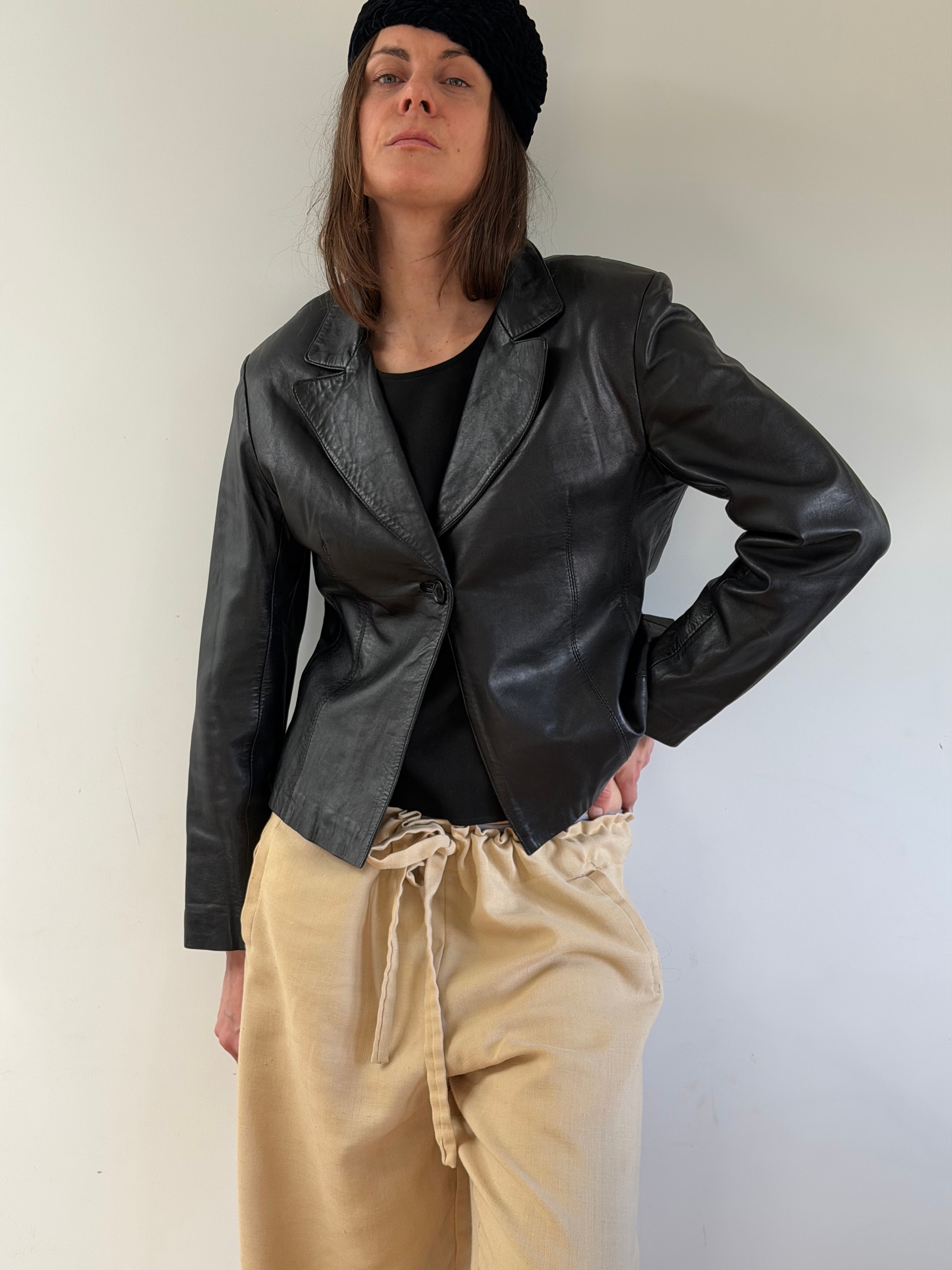 Leather Blazer Black