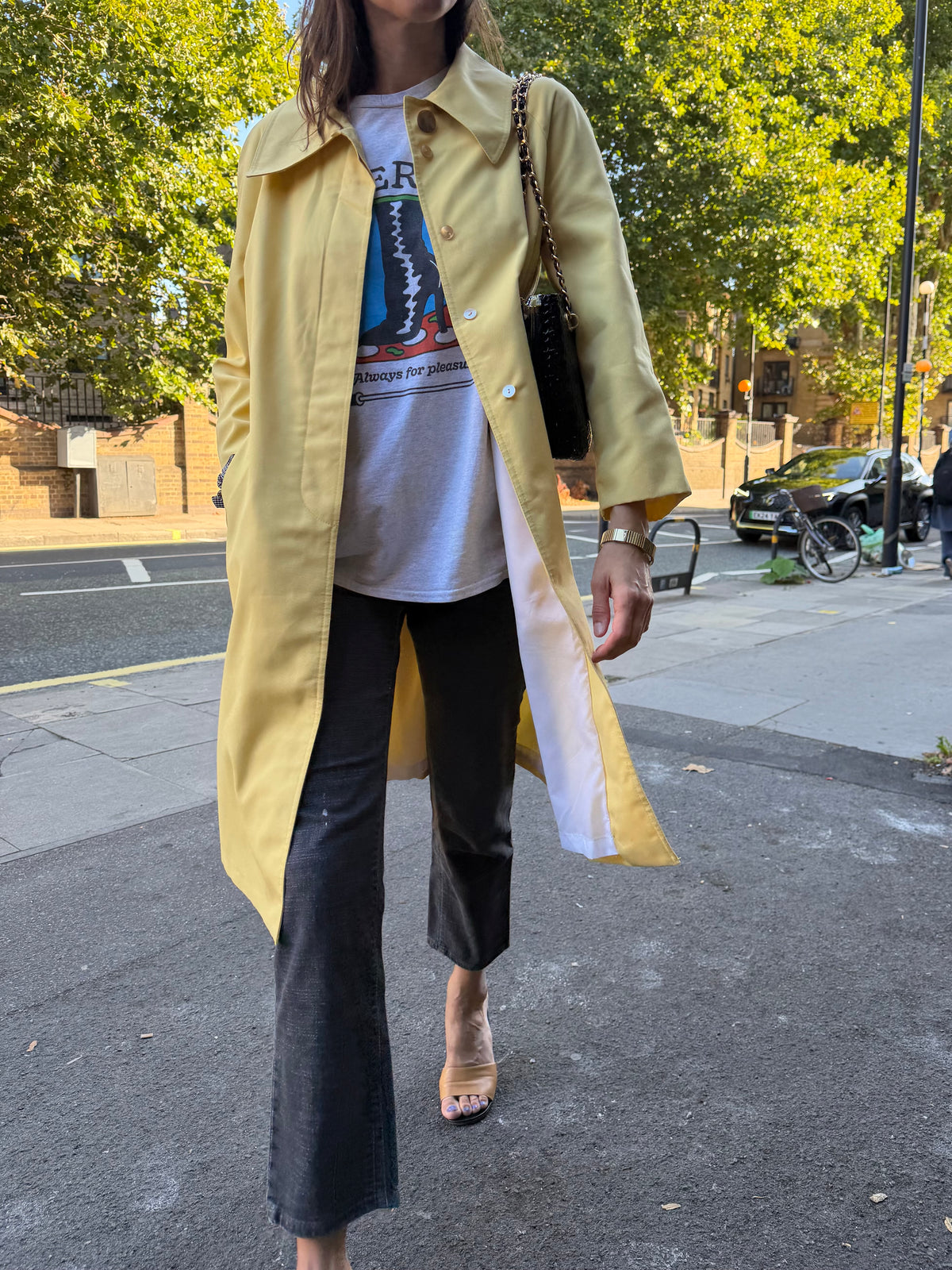 70s Butter Yellow Mac Coat