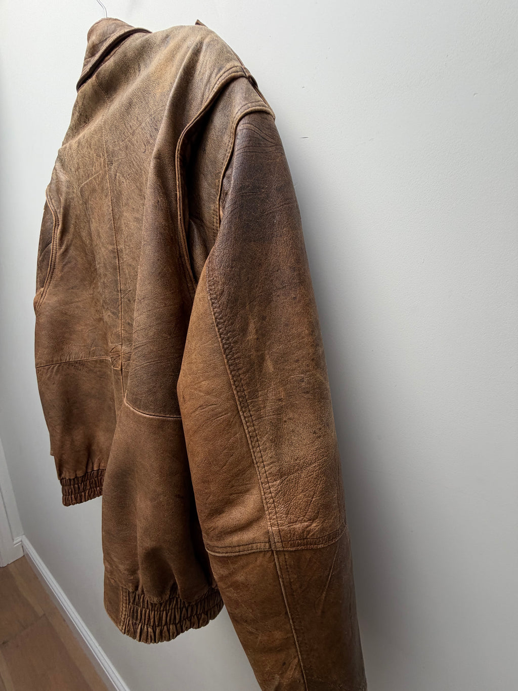 Vintage Brown Leather Bomber