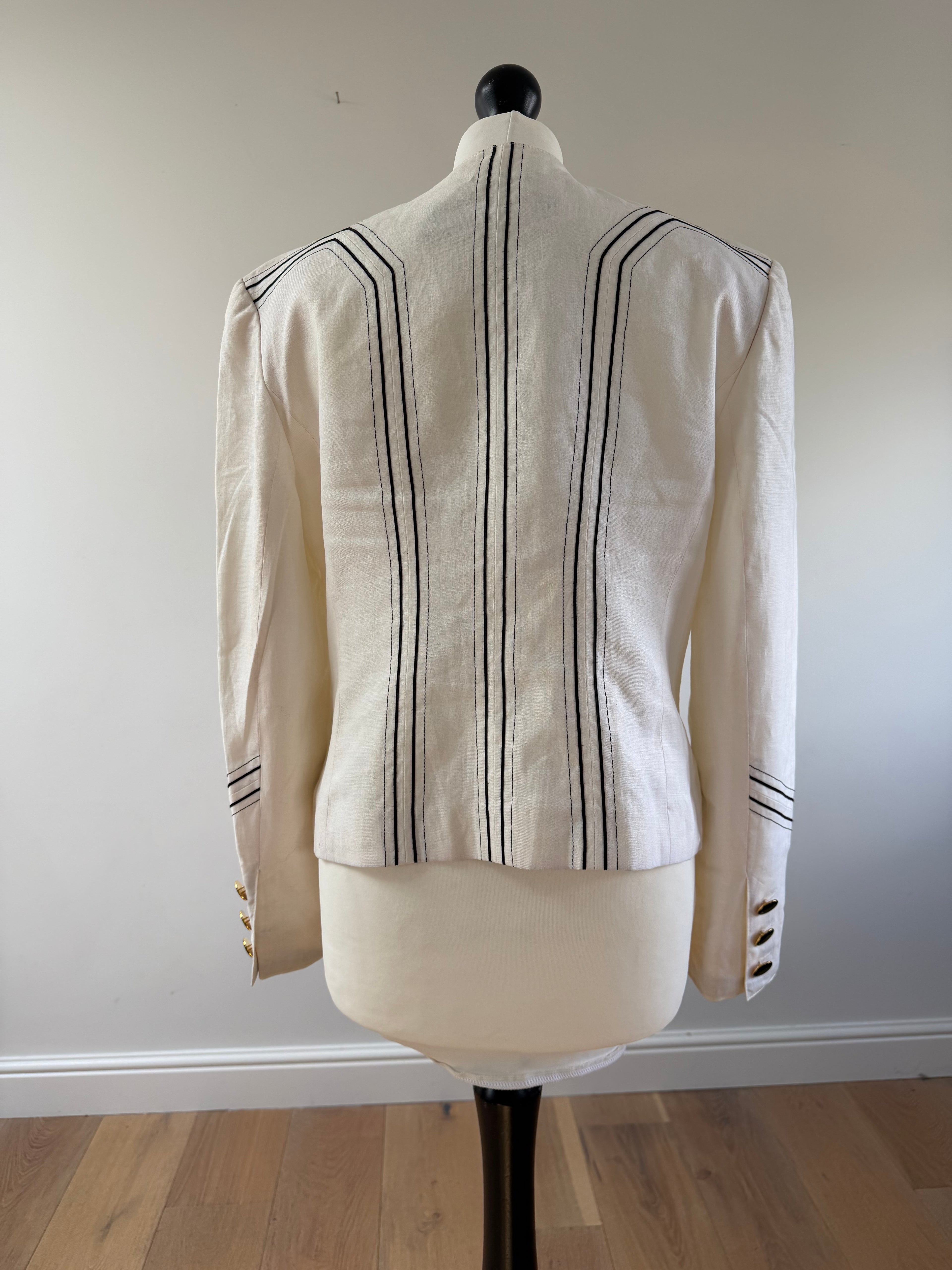 White Linen Blazer Women | Vintage Louis Féraud