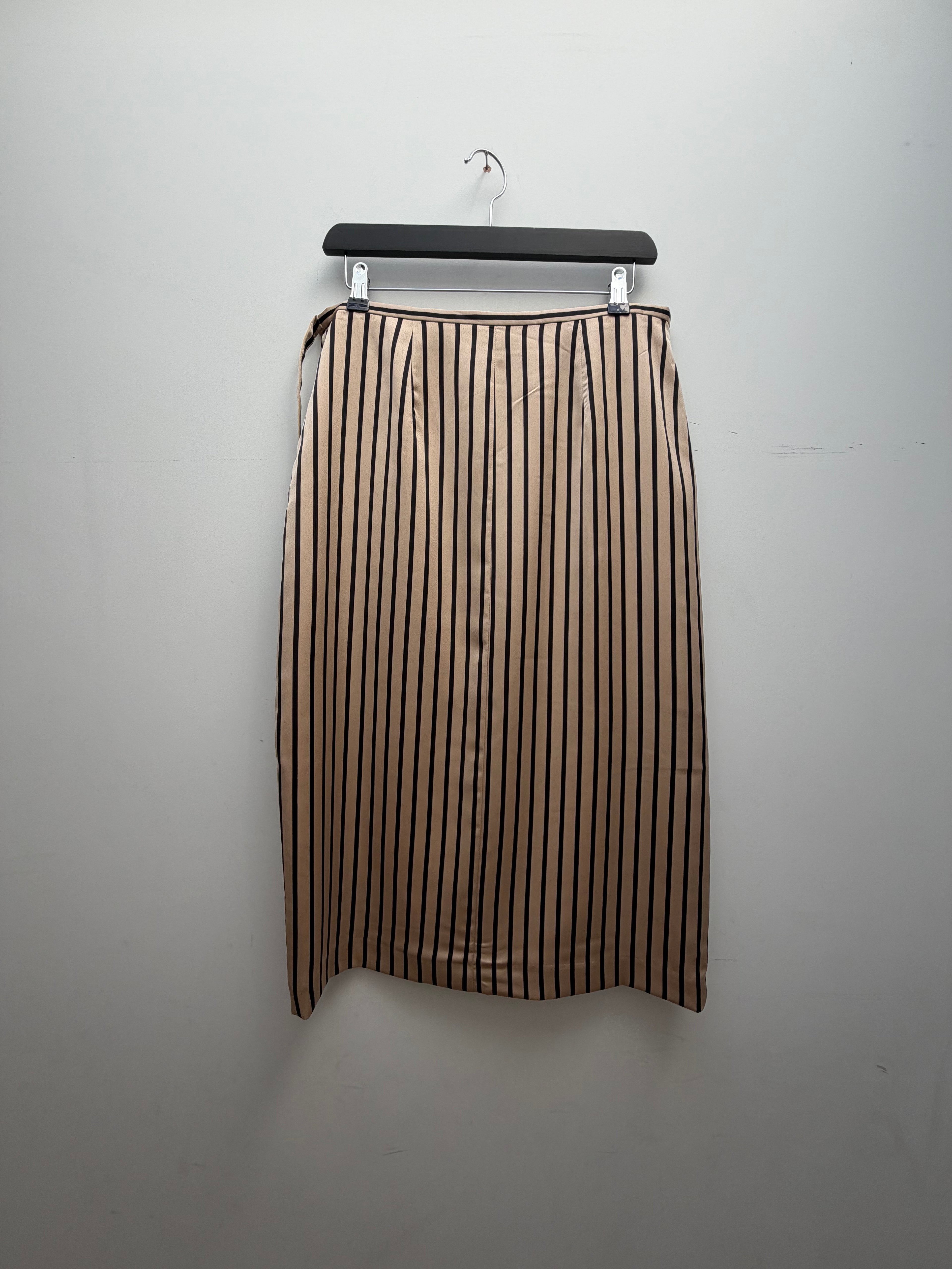 Striped Wrap Midi Skirt