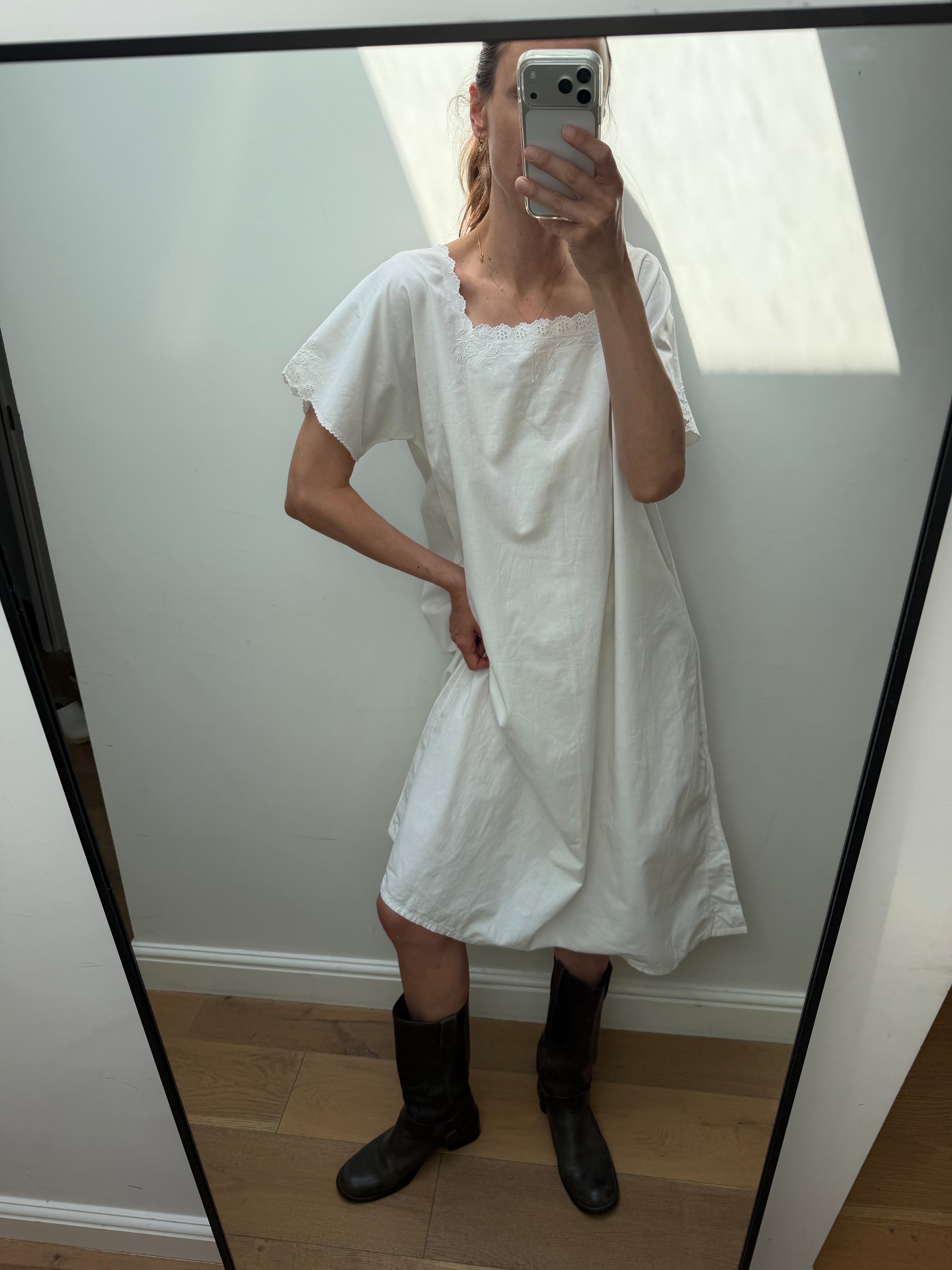 Antique white cotton nightgown