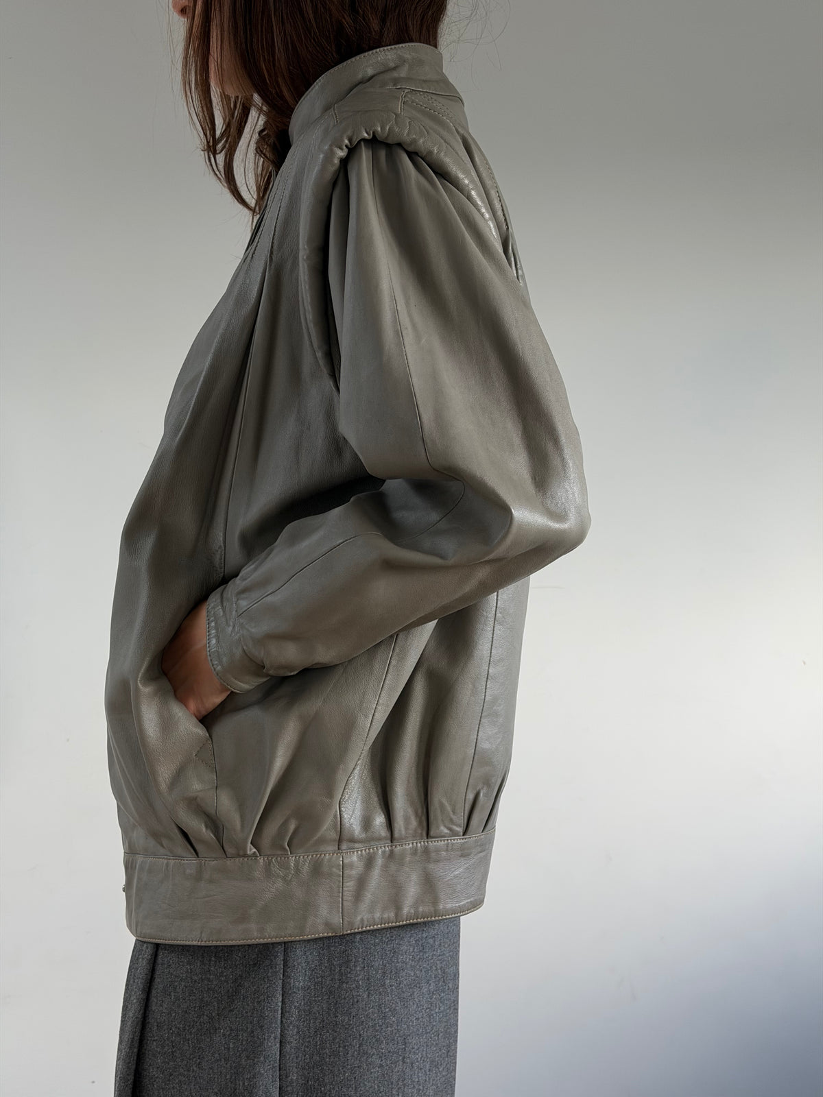 80s Leather Bomber Jacket