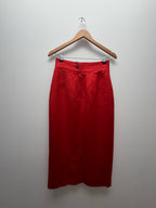 Red Linen Pencil Skirt