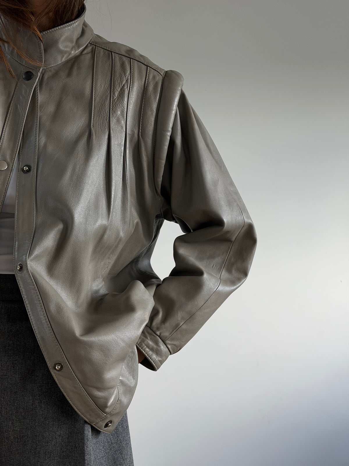 80s Leather Bomber Jacket
