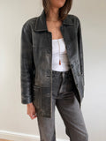 Distressed Leather Jacket Black
