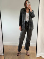 Distressed Leather Jacket Black