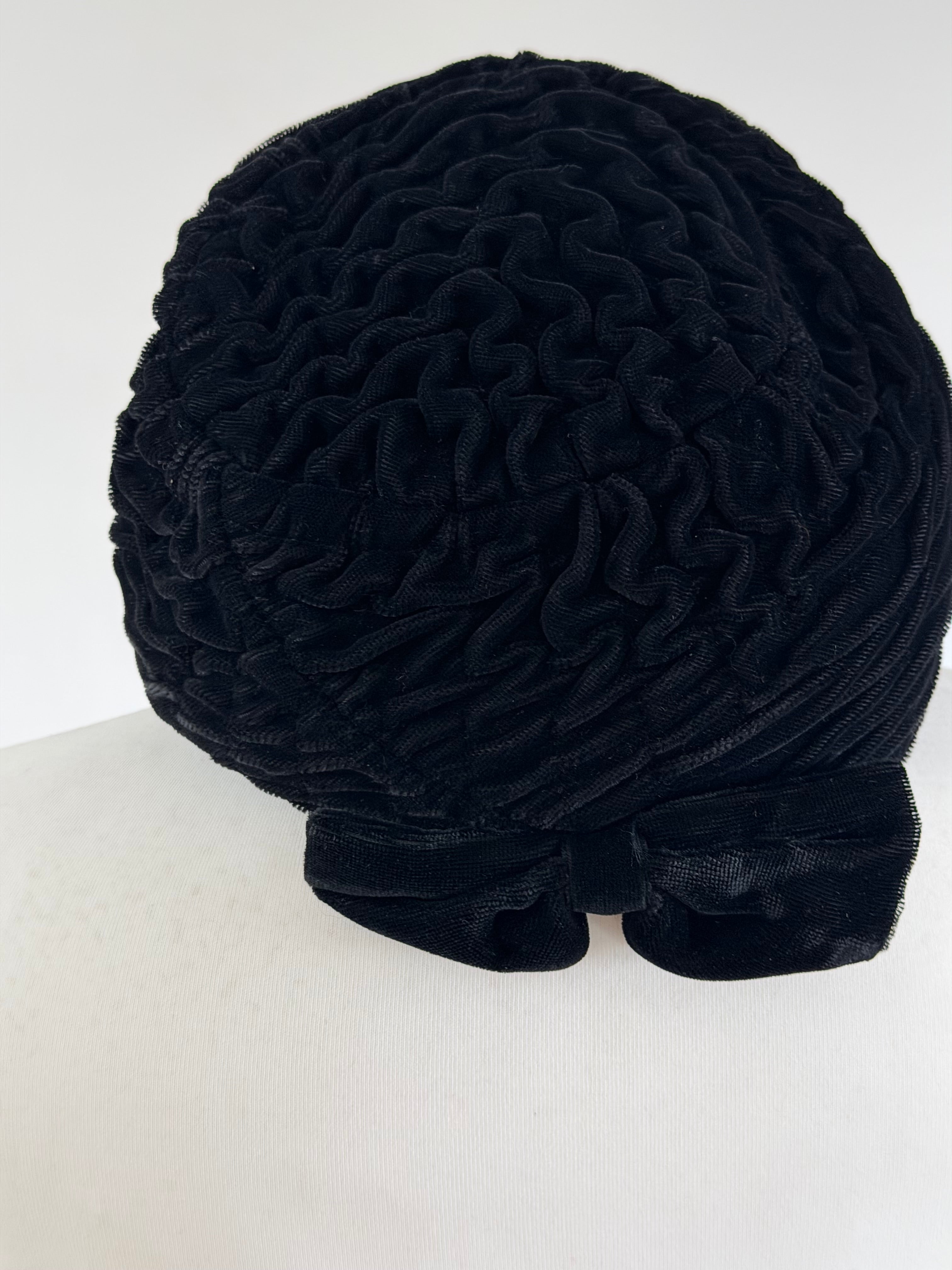 1940s Hat Black Velvet