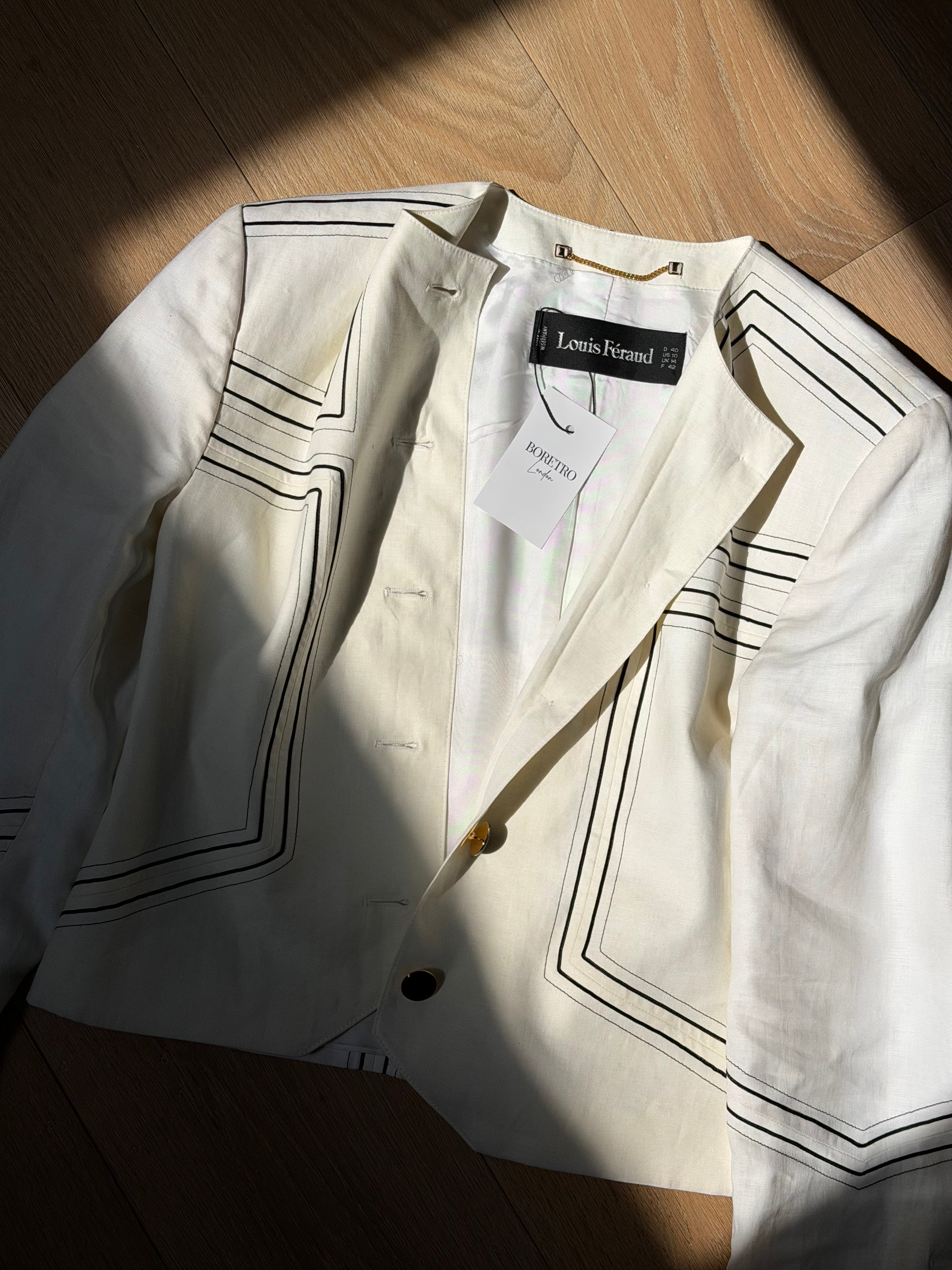 White Linen Blazer Women | Vintage Louis Féraud