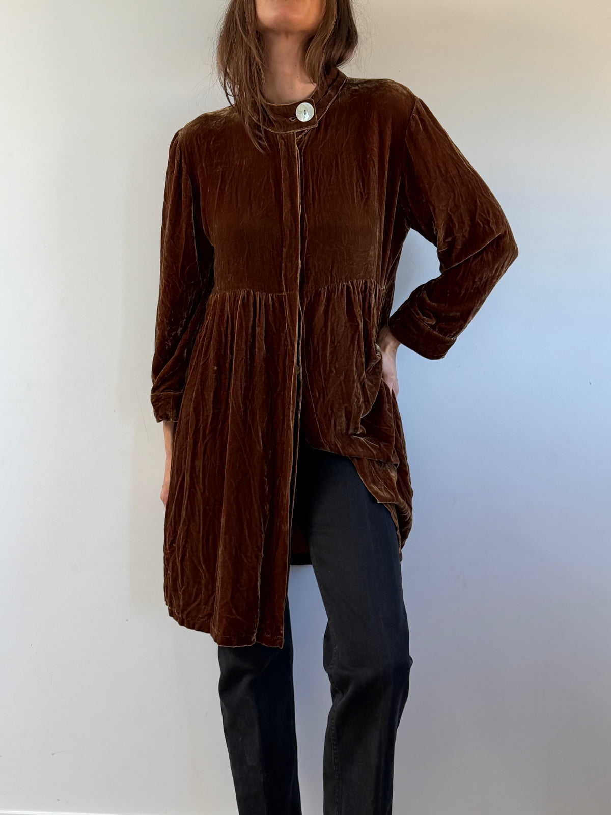 Silk Velvet Smock Dress