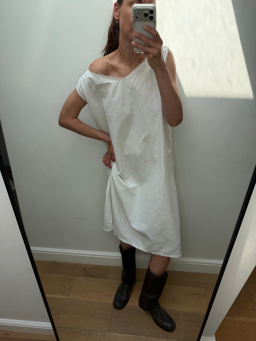 Antique white cotton nightgown