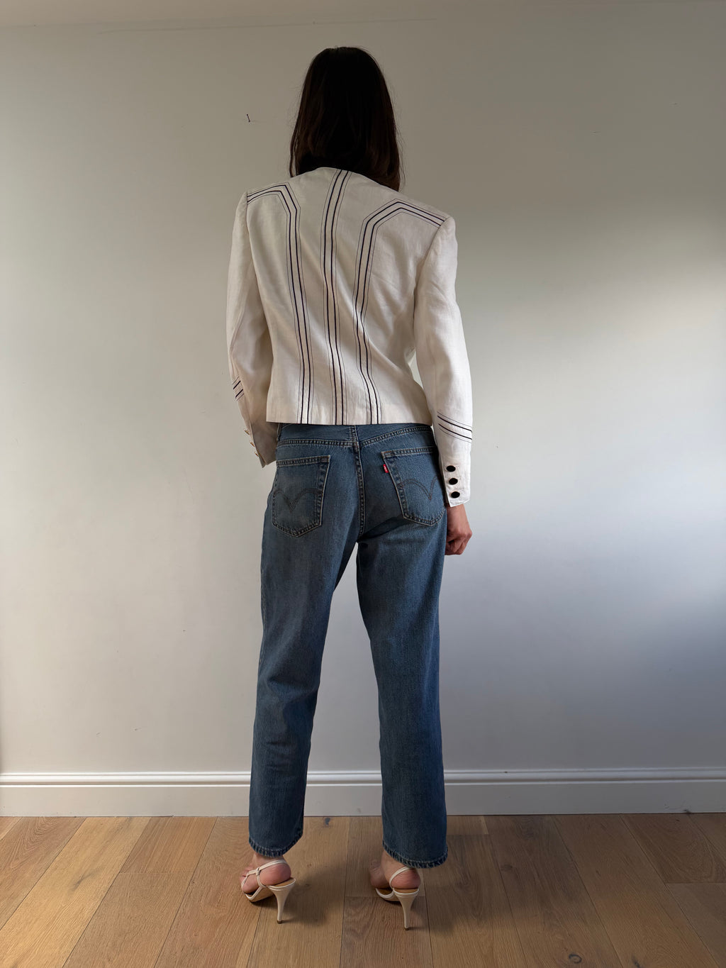 White Linen Blazer Women | Vintage Louis Féraud