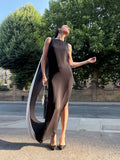 Two-Tone Silk Maxi Dress